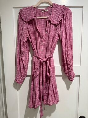 Dôen pink plaid mini dress